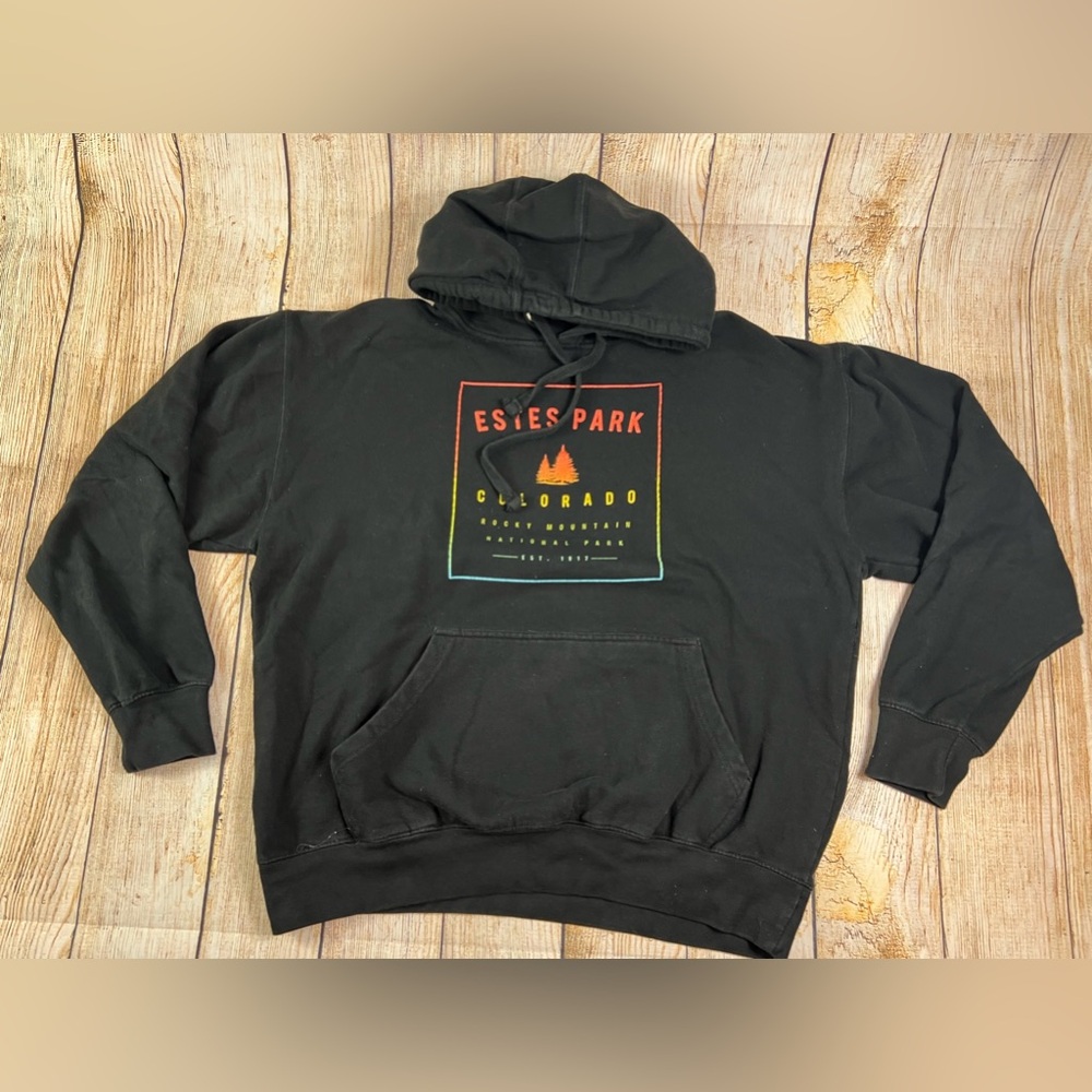 Colorado Estes National Park Nature Destination Black Hoodie Sweatshirt Large